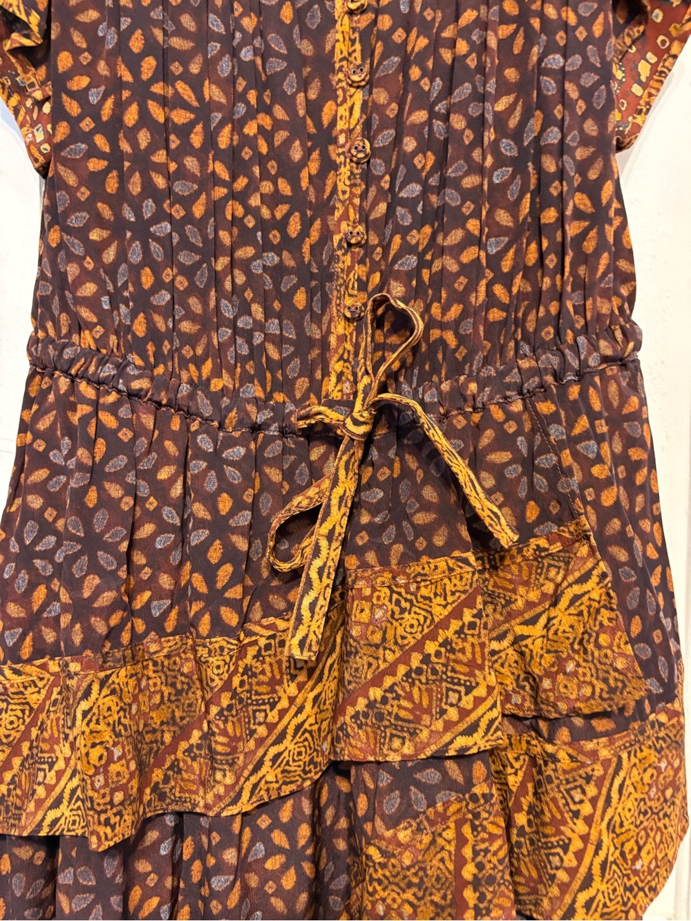 Ulla Johnson Brown & Gold Tiered Maxi Dress with Ruffle Detail. NWT - Picture 4 of 14